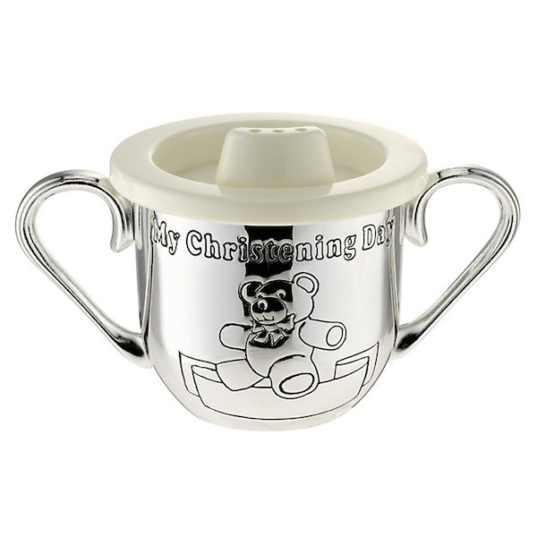 Silver Plated My Christening Day Teddy Cup Baby Baptism Gift
